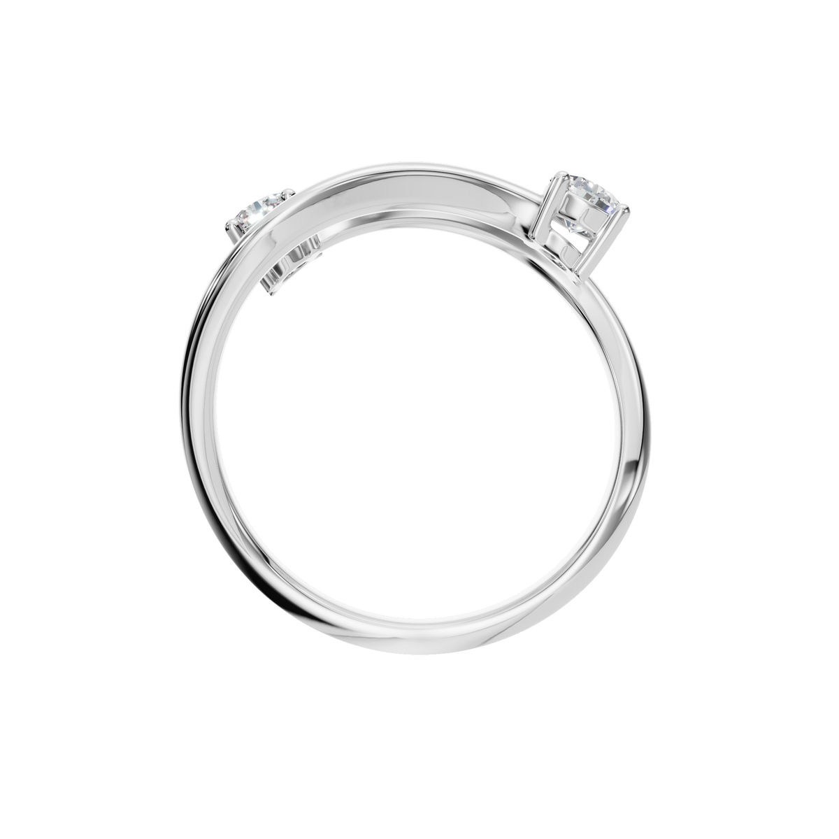 Duet Diamond Bypass Ring in White Gold on finger | Roomy's Jewellery