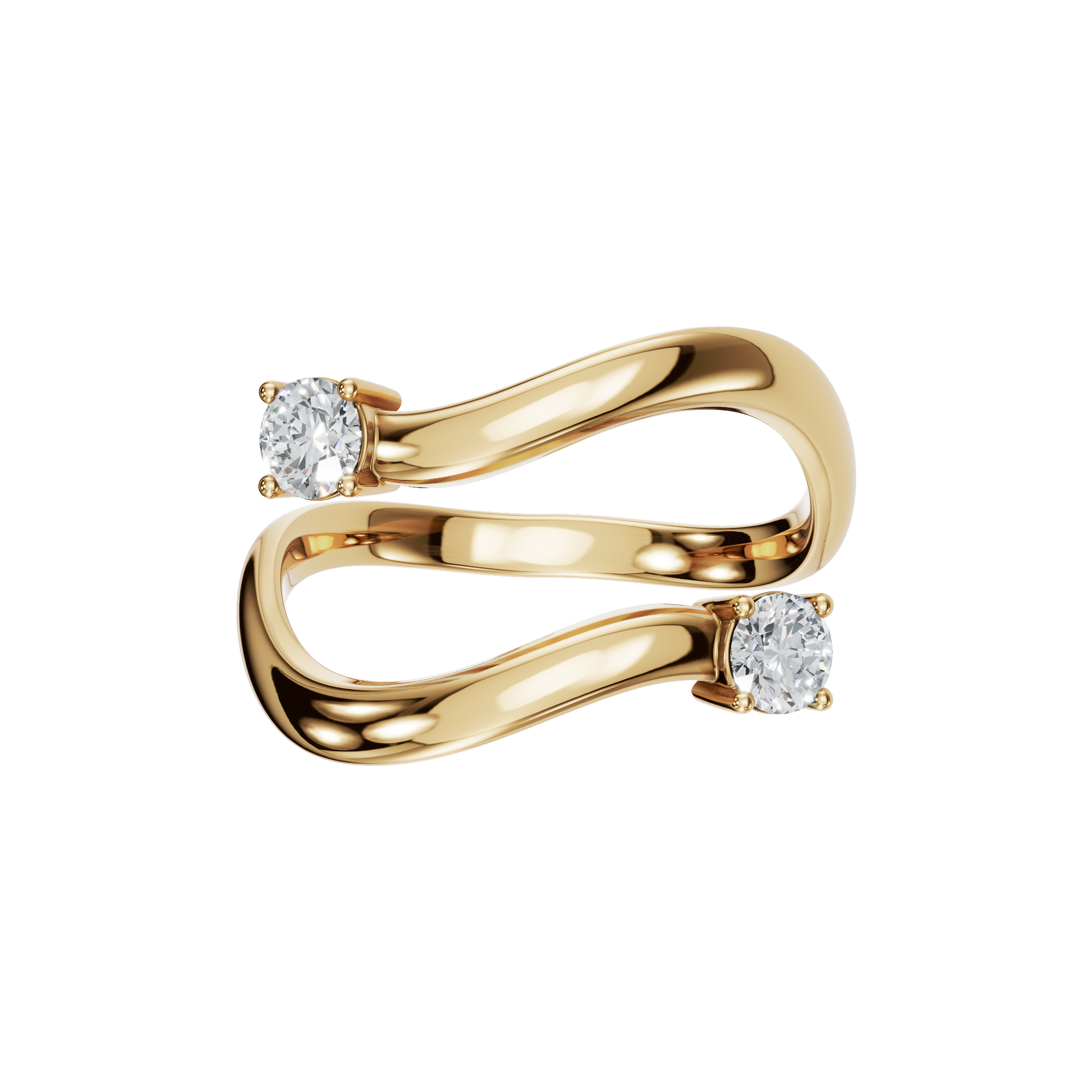 Duet Diamond Bypass Ring in Yellow Gold | Lab Grown Diamond | Roomy's Jewelery