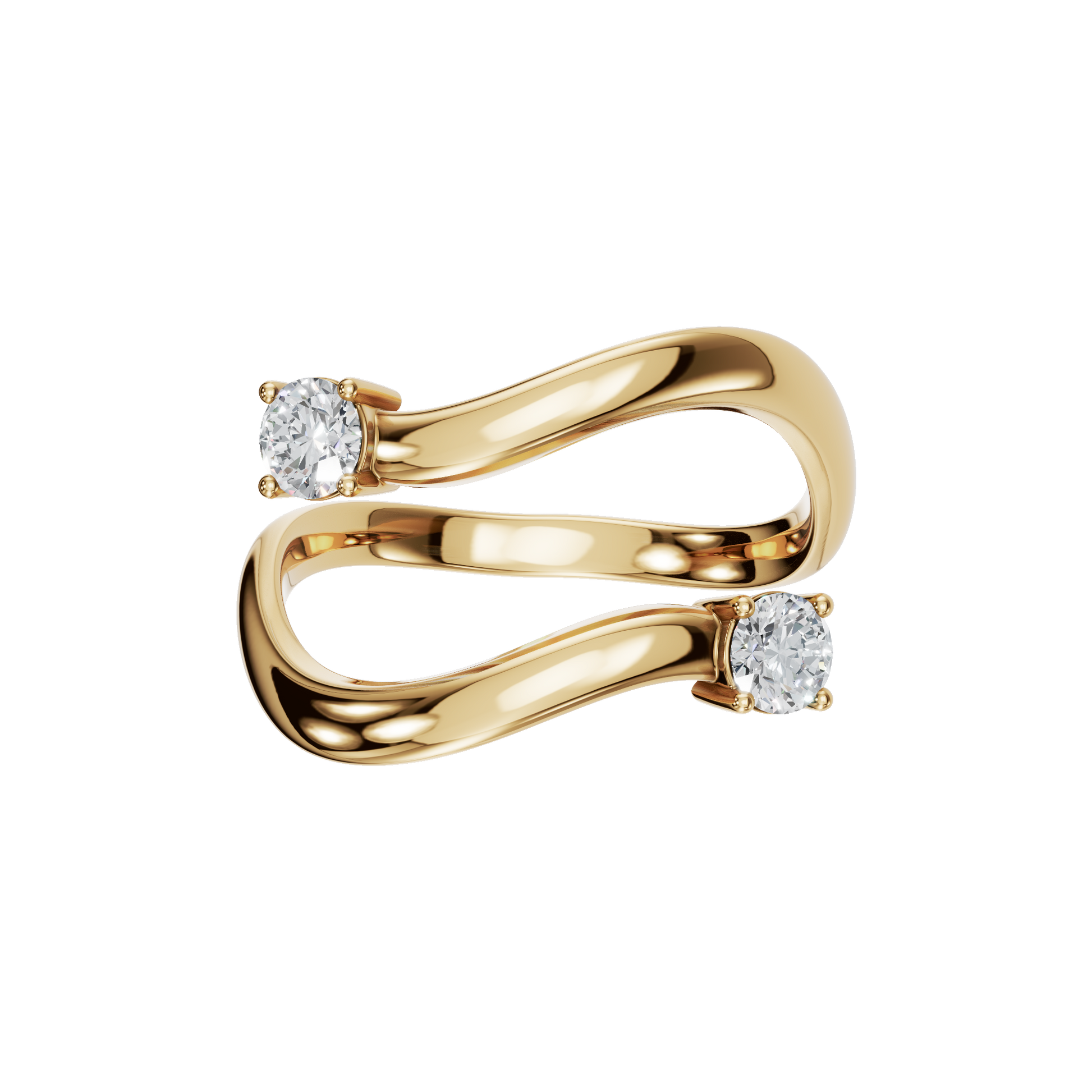 Duet Diamond Bypass Ring in Yellow Gold | Lab Grown Diamond | Roomy's Jewelery