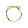 Duet Diamond Bypass Ring in Yellow Gold on finger | Roomy's Jewellery