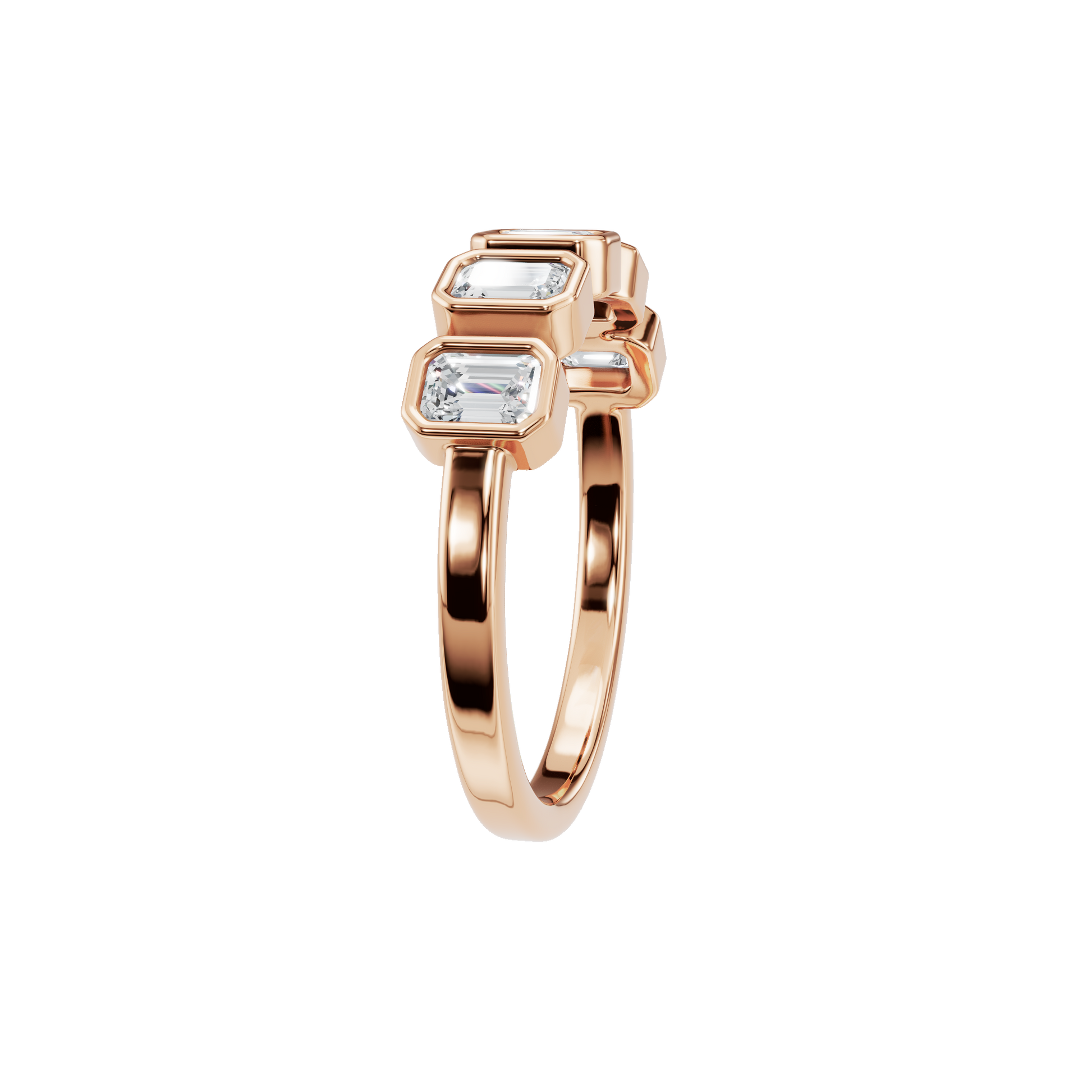 Prism Emerald Diamond Eternity Band in Rose Gold side view | Roomy's Jewellery