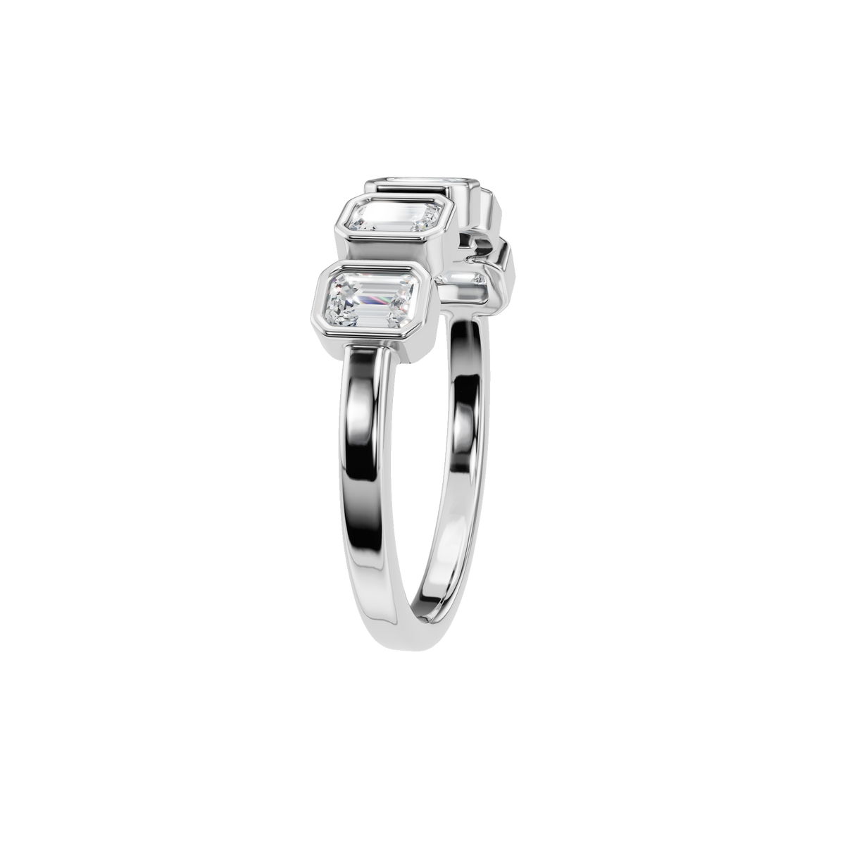 Prism Emerald Diamond Eternity Band in White Gold side view | Roomy's Jewellery