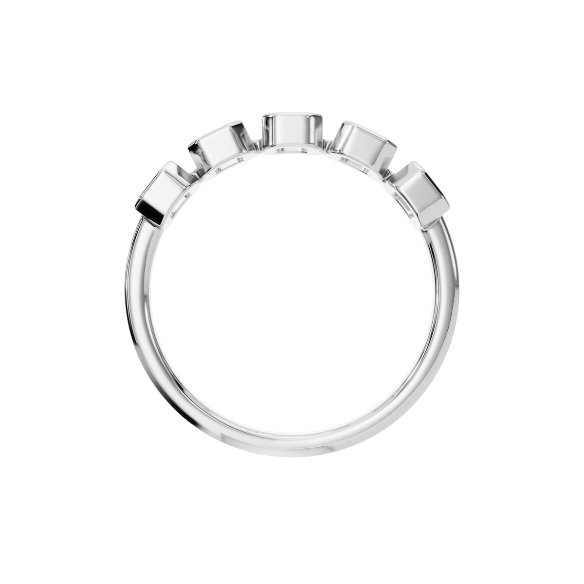 Prism Emerald Diamond Eternity Band in White Gold on finger | Roomy's Jewellery