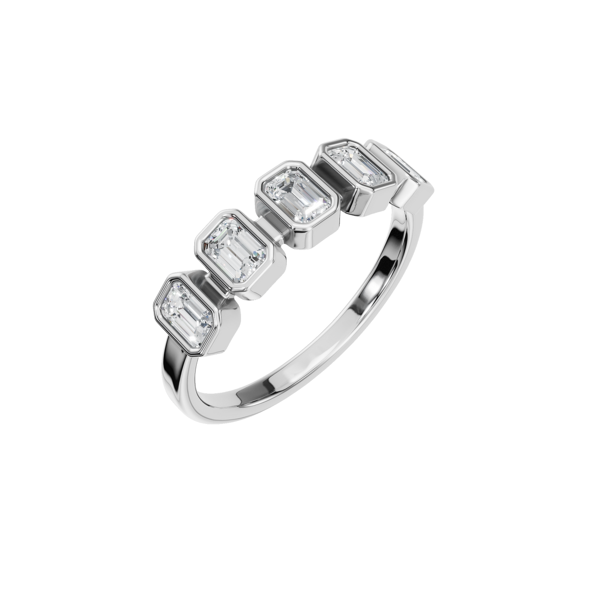 Prism Emerald Diamond Eternity Band in White Gold close-up | Roomy's Jewellery