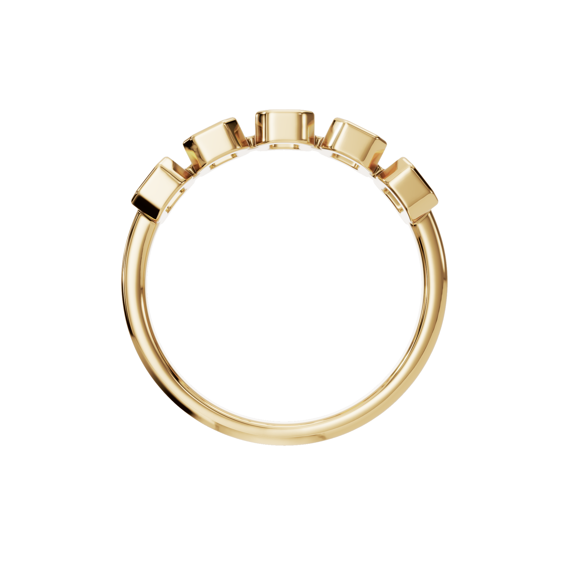 Prism Emerald Diamond Eternity Band in Yellow Gold on finger | Roomy's Jewellery