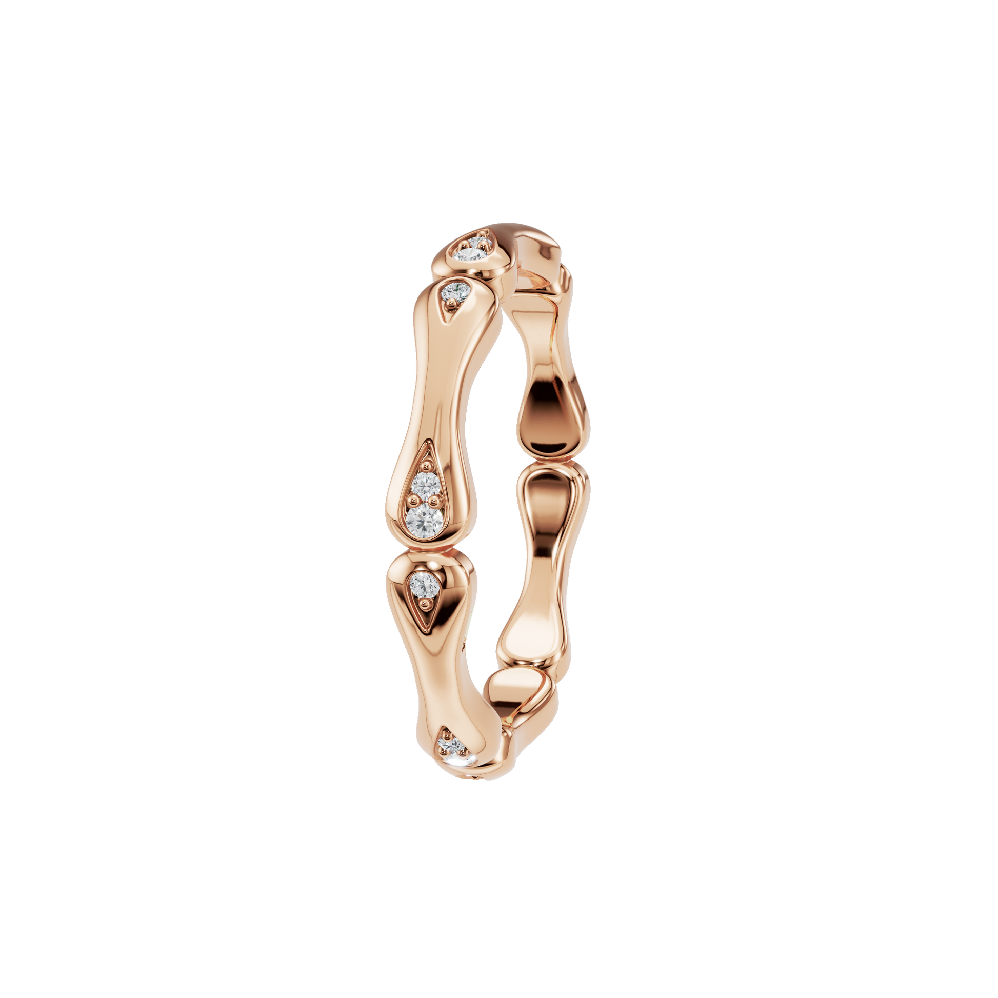 Petal Arch Diamond Band in Rose Gold side view | Roomy's Jewellery