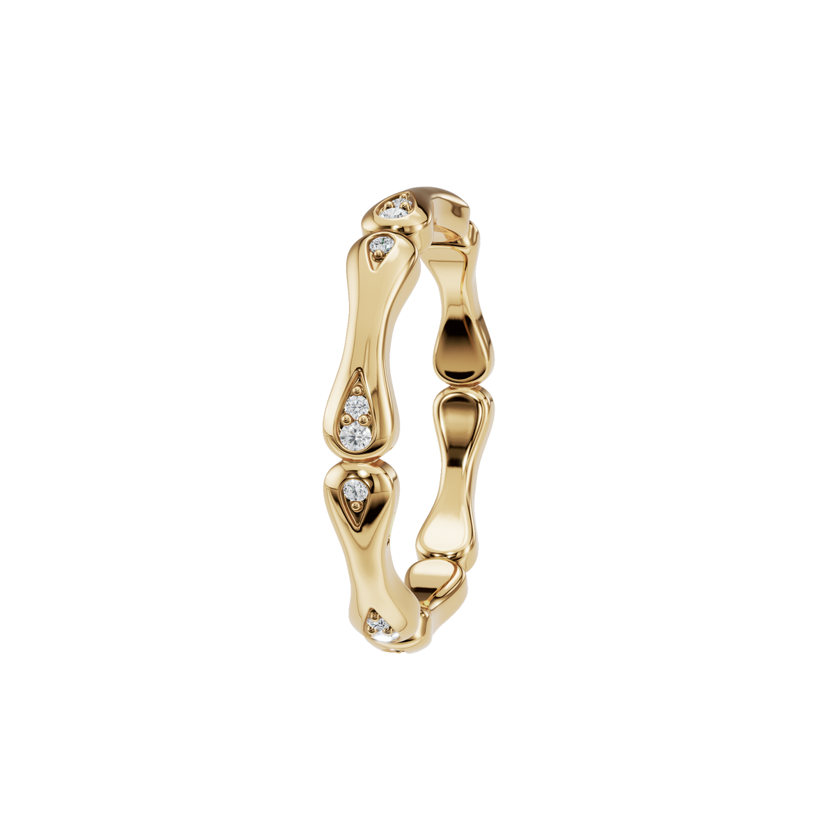 Petal Arch Diamond Band in Yellow Gold side view | Roomy's Jewellery