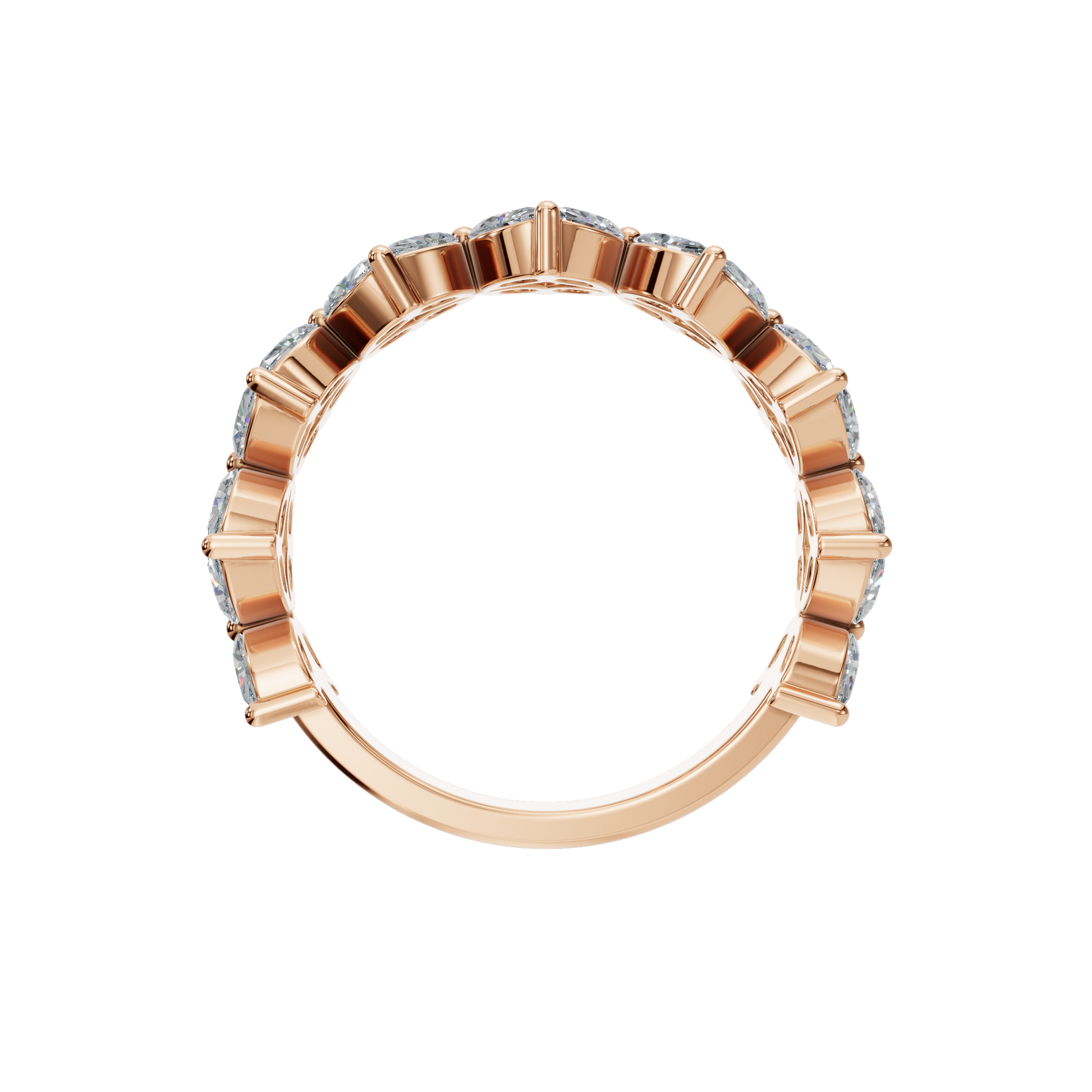 Windmill Marquise Diamond Eternity Band in Rose Gold on finger | Roomy's Jewellery