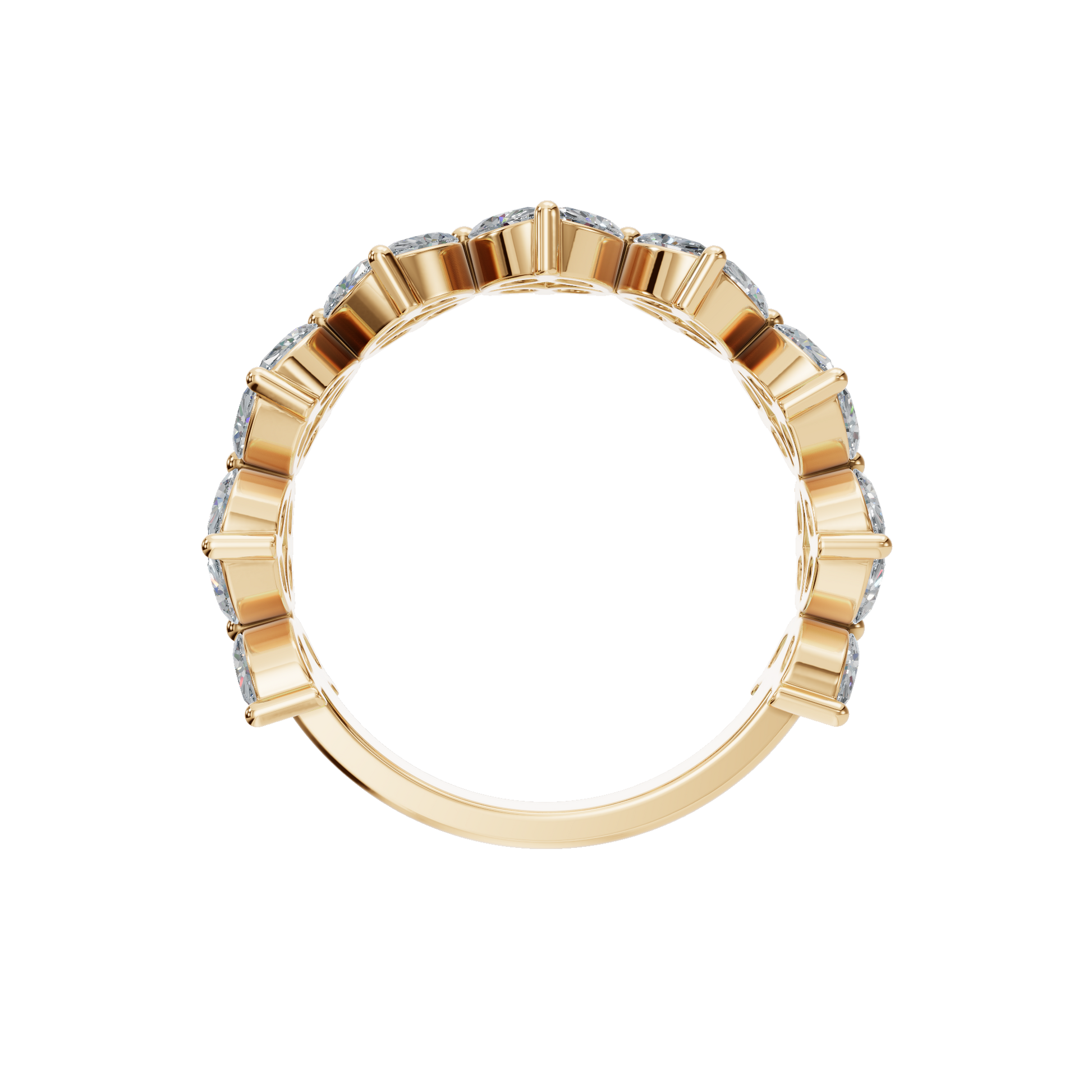 Windmill Marquise Diamond Eternity Band in Yellow Gold on finger | Roomy's Jewellery