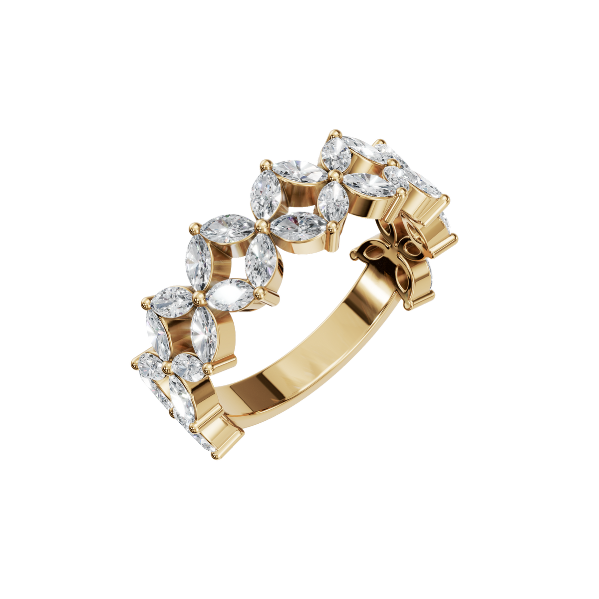 Windmill Marquise Diamond Eternity Band in Yellow Gold close-up | Roomy's Jewellery