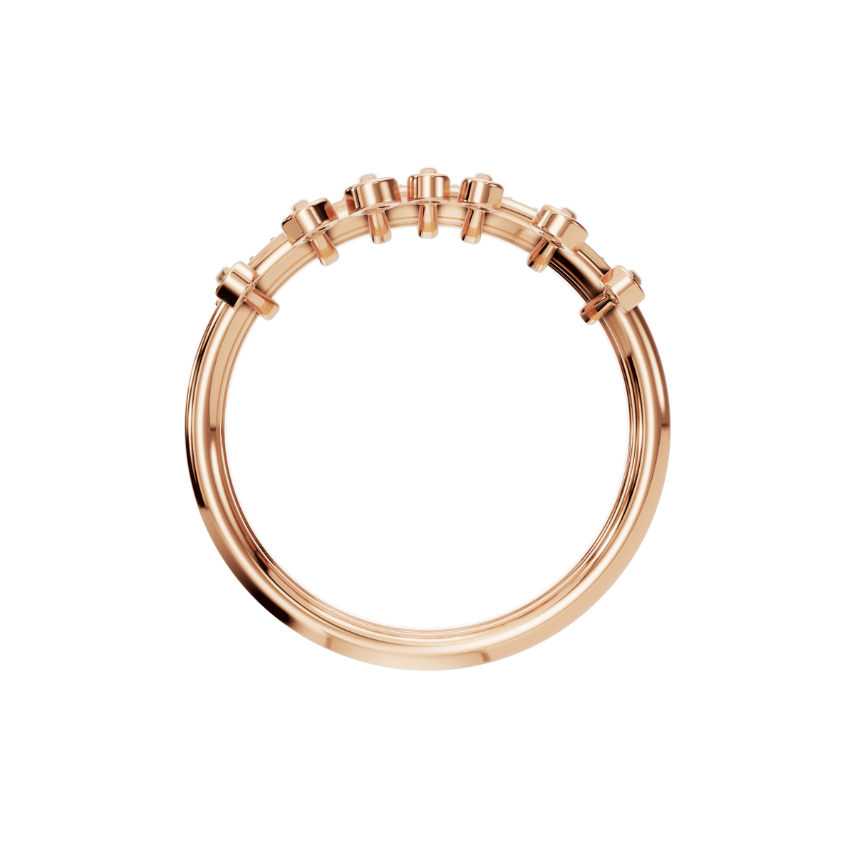 Fringe Diamond Double Band in Rose Gold on finger | Roomy's Jewellery