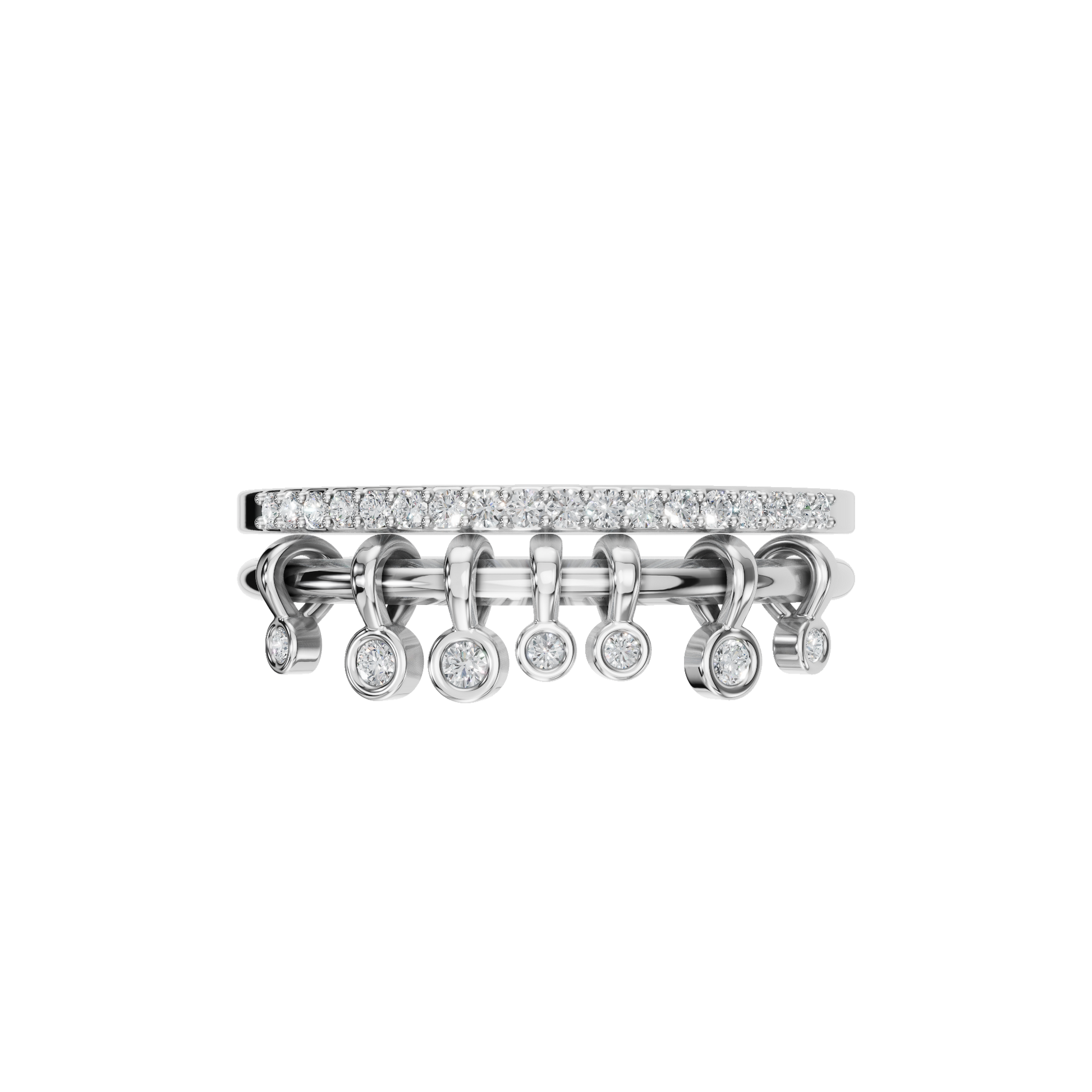 Fringe Diamond Double Band in White Gold — Lab Grown | Roomy's Jewellery