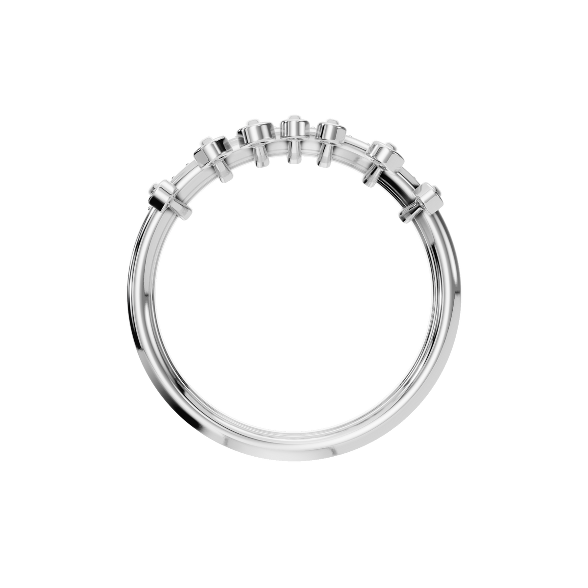 Fringe Diamond Double Band in White Gold on finger | Roomy's Jewellery