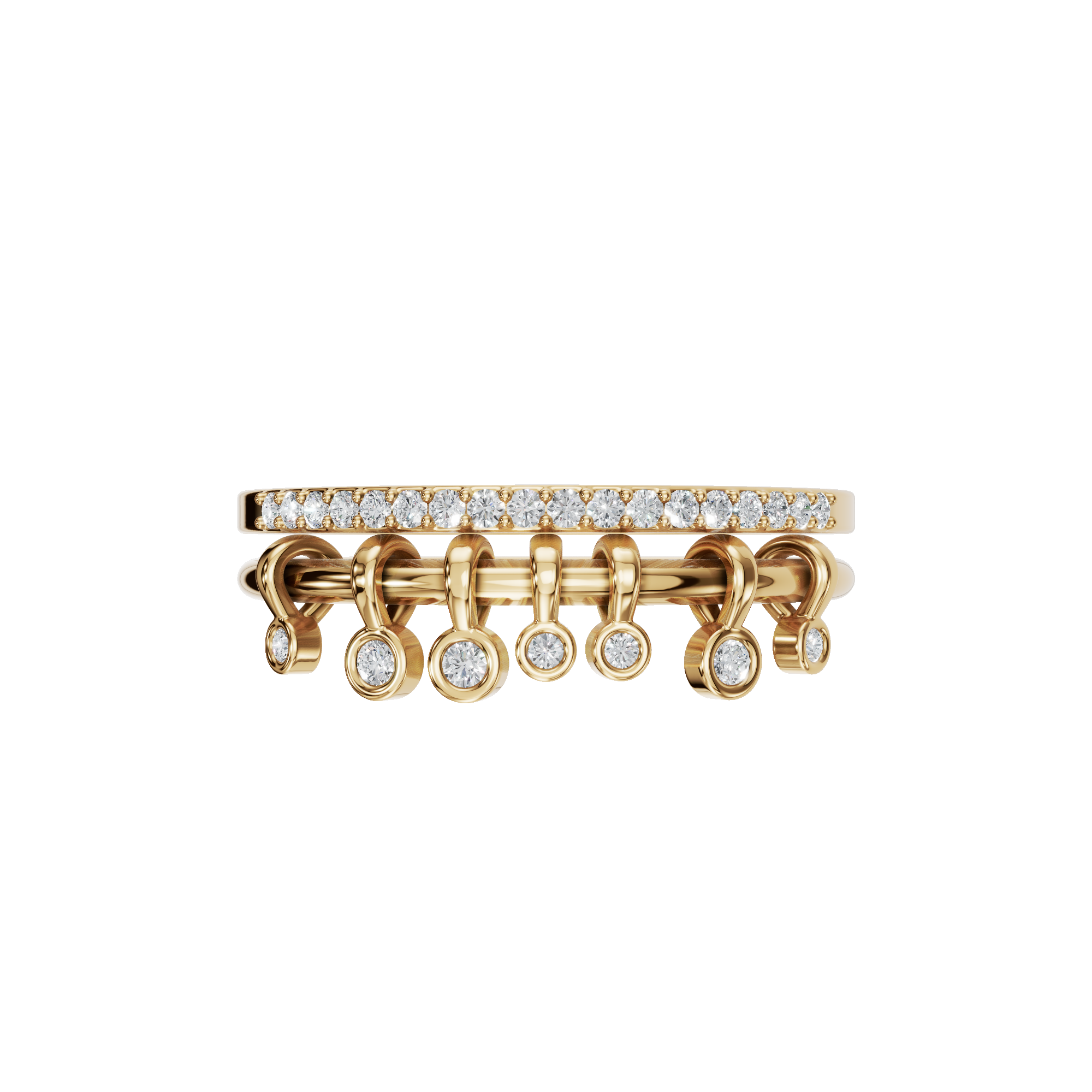 Fringe Diamond Double Band in Yellow Gold | Lab Grown Diamond | Roomy's Jewelery