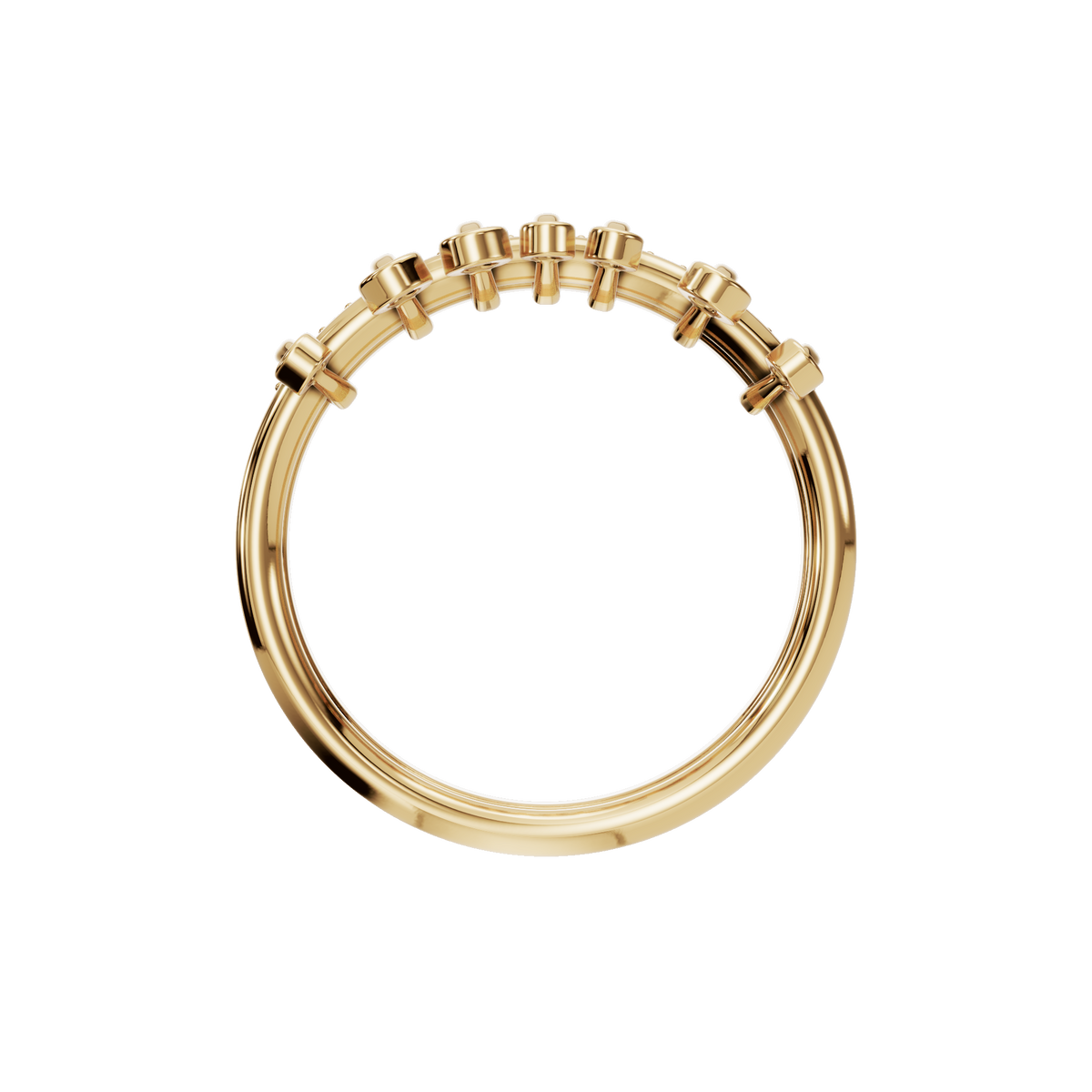 Fringe Diamond Double Band in Yellow Gold on finger | Roomy's Jewellery