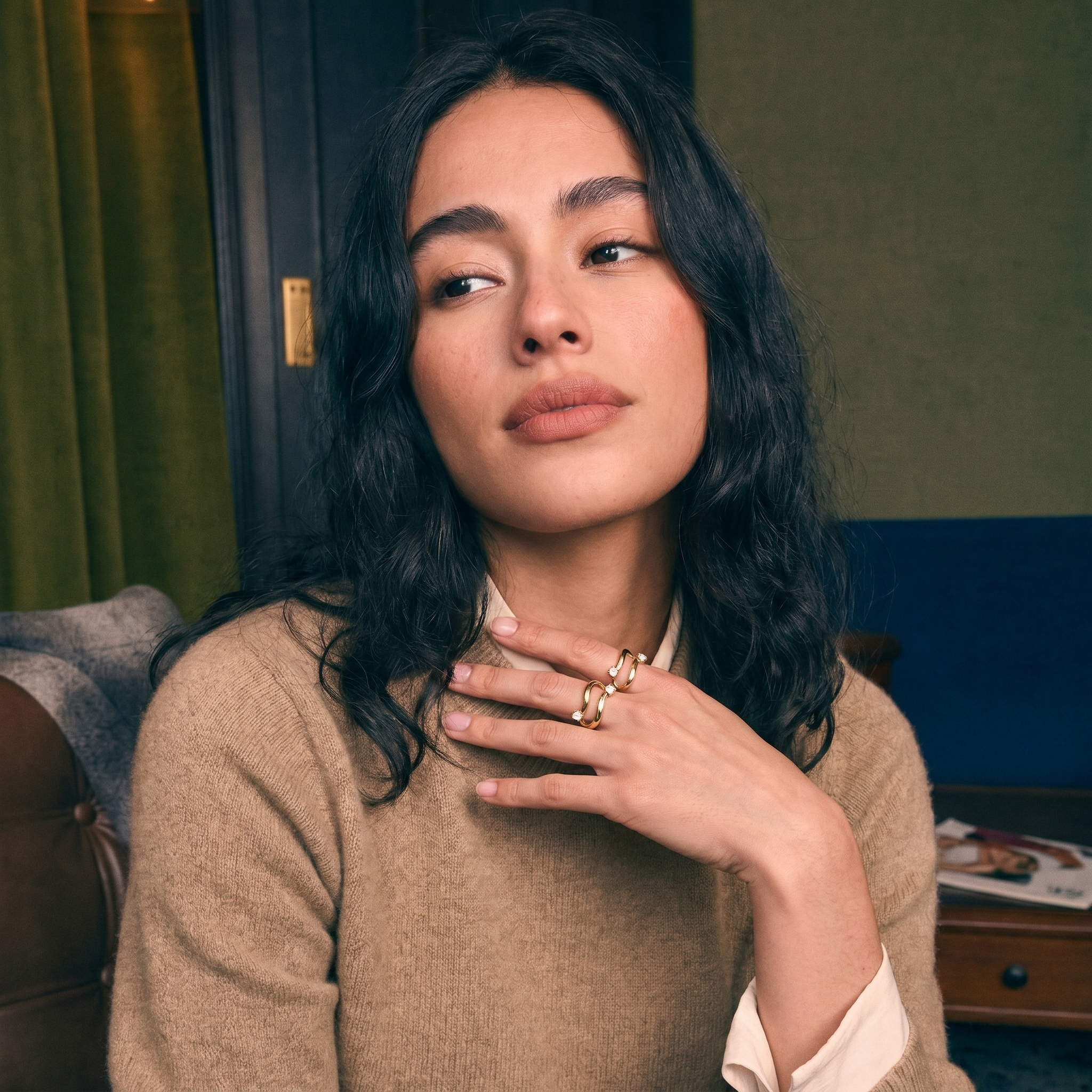 Duet Diamond Bypass Ring worn | Roomy's Jewellery