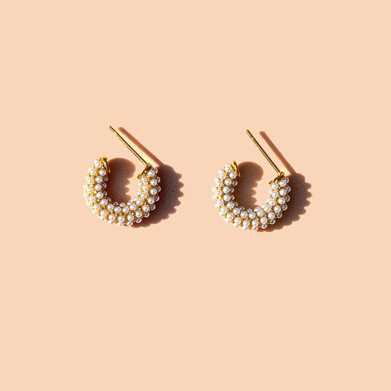 Faux Pearl Mini Dot Hoops