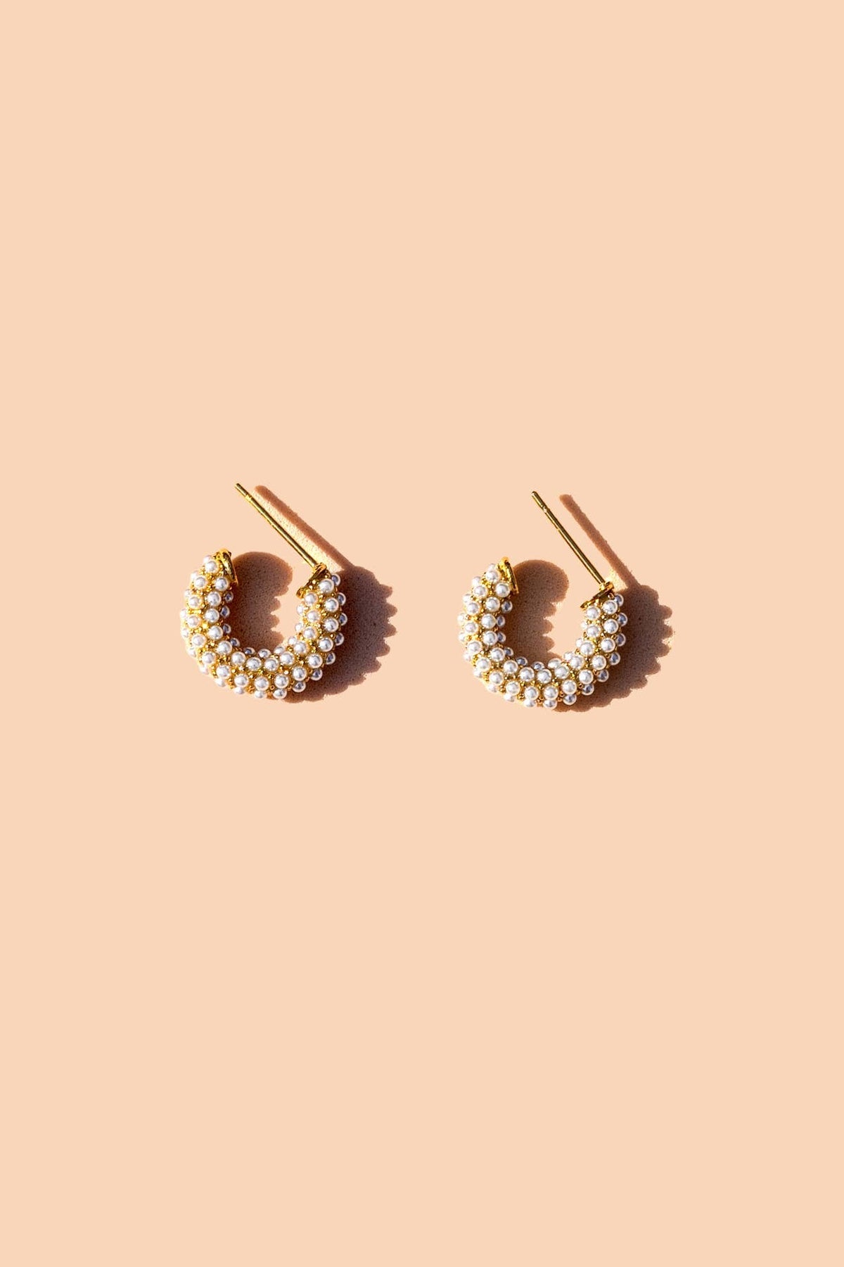 Faux Pearl Mini Dot Hoops