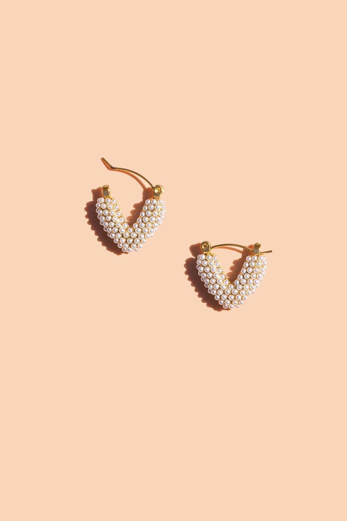 Faux Pearl Mini Dot Hoops