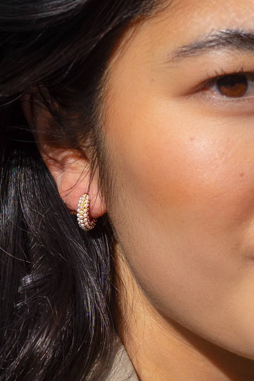 Faux Pearl Mini Dot Hoops