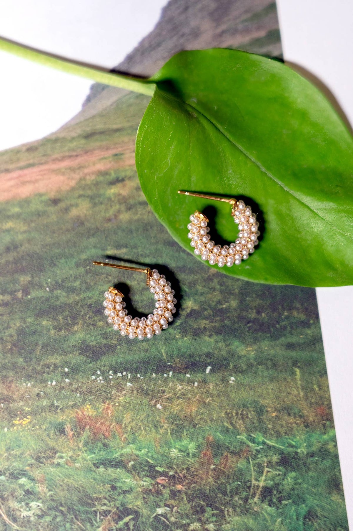 Faux Pearl Mini Dot Hoops