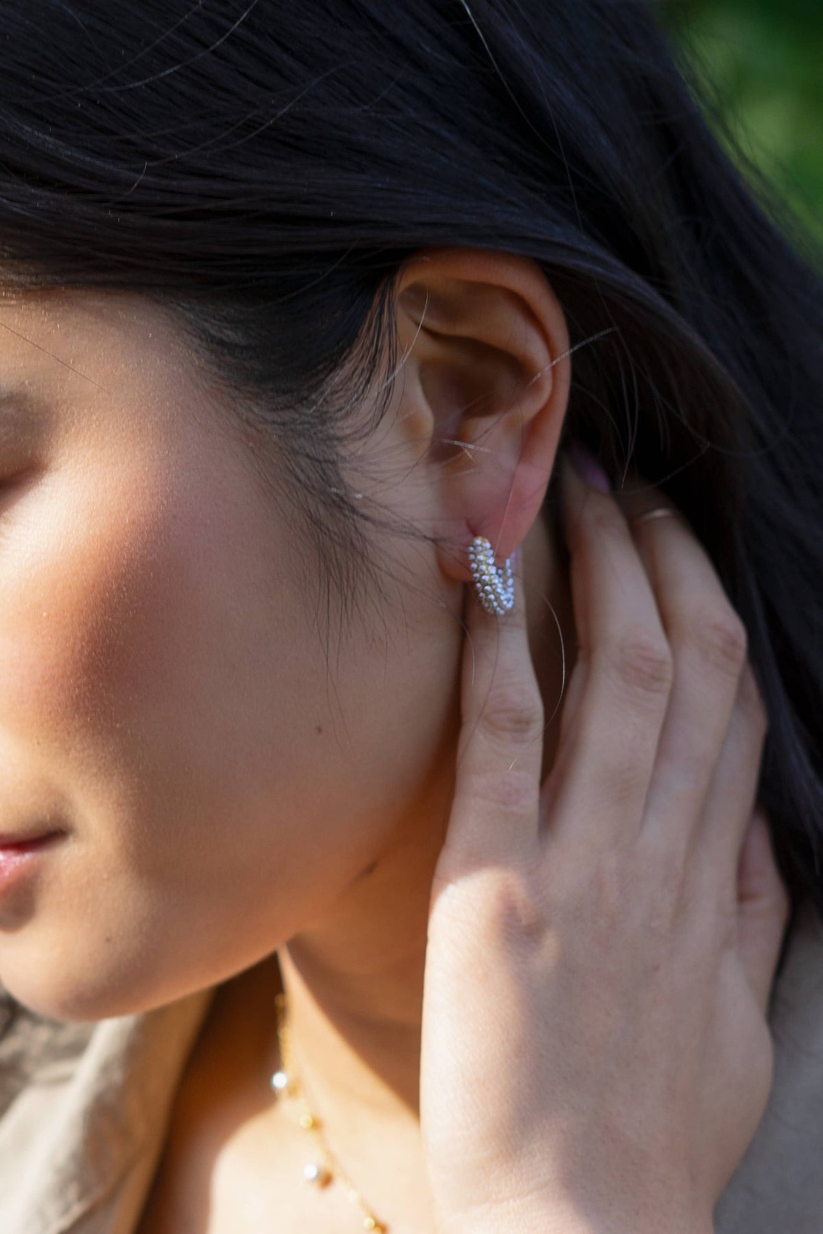 Faux Pearl Mini Dot Hoops