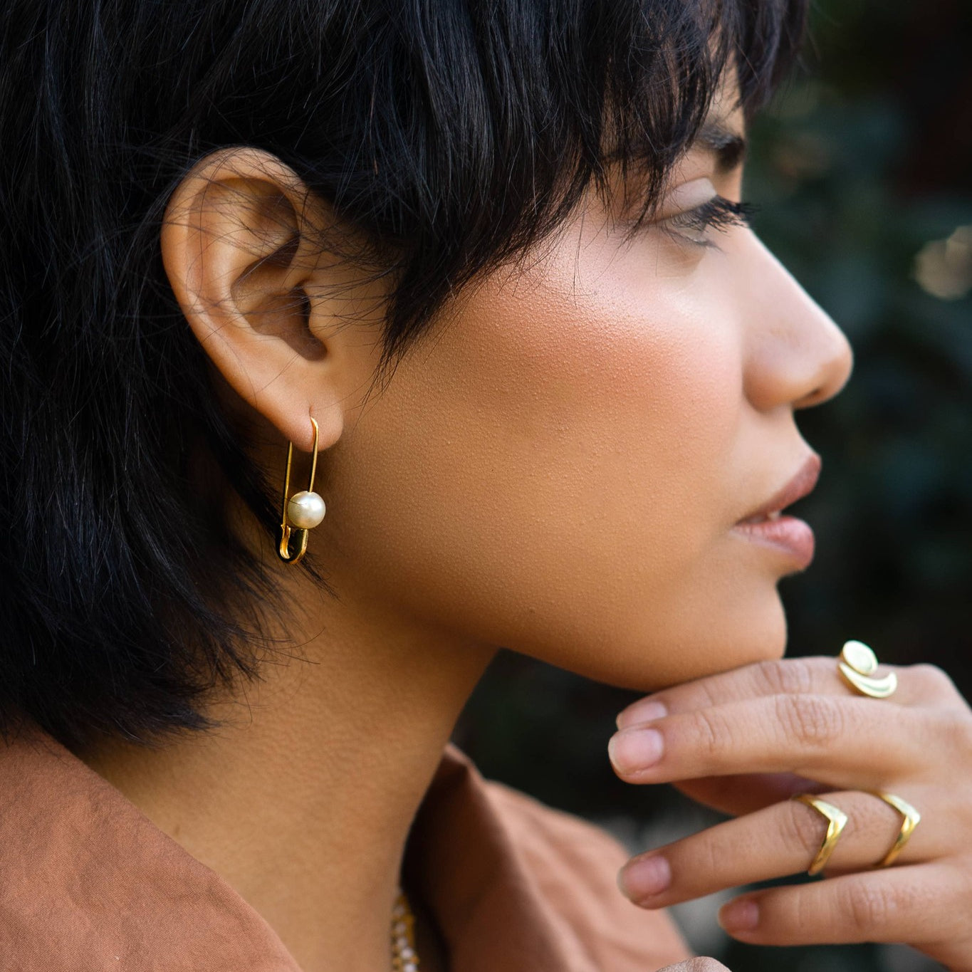 Roxy Freshwater Pearl and Safety Pin Earring