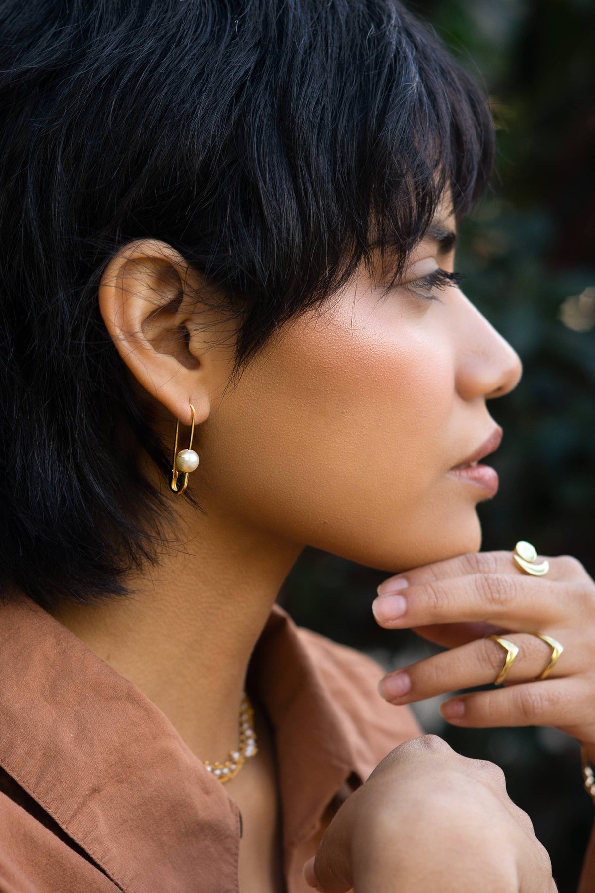 Roxy Freshwater Pearl and Safety Pin Earring