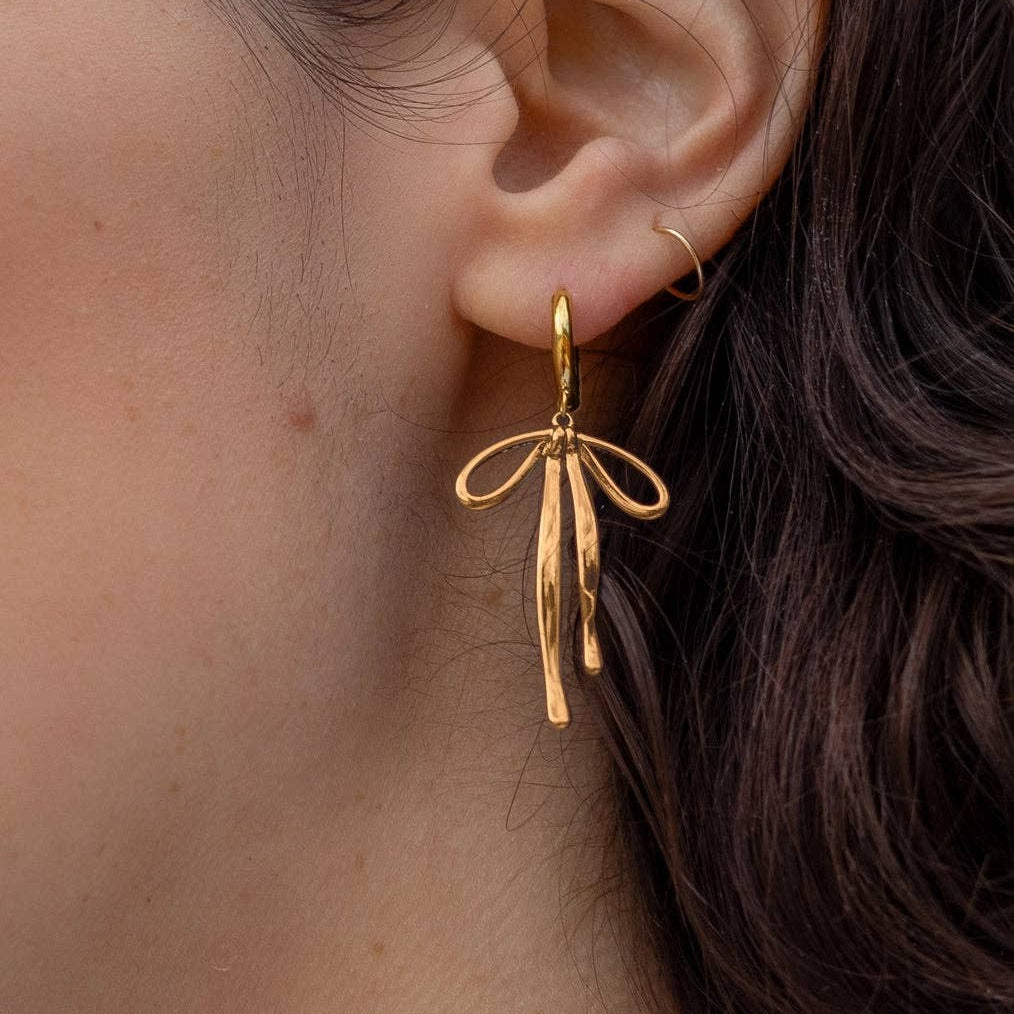 Bad to the Bow Hoops in Gold