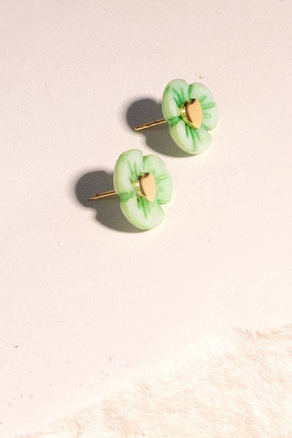 Blooming Heart Studs in Mint