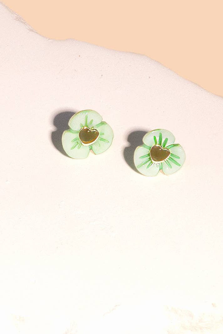 Blooming Heart Studs in Mint