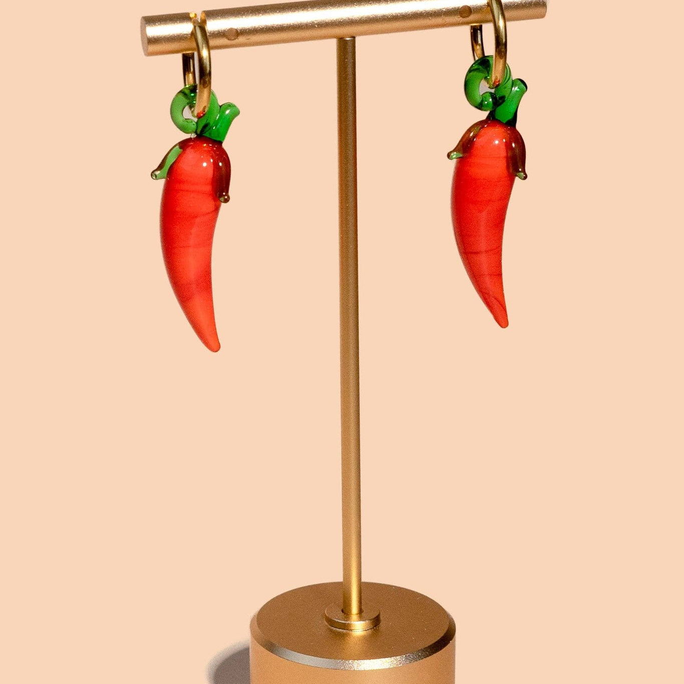 Harvest Pepper Hoops, Handmade Glass