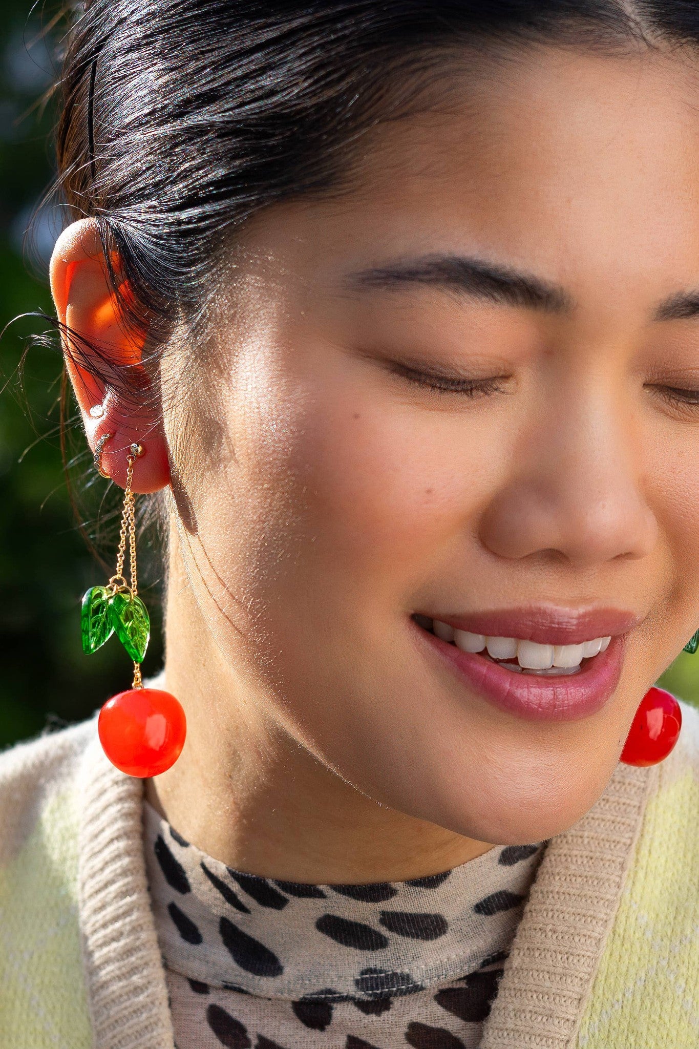 Cherry Bomb Layered Earrings, Murano Glass