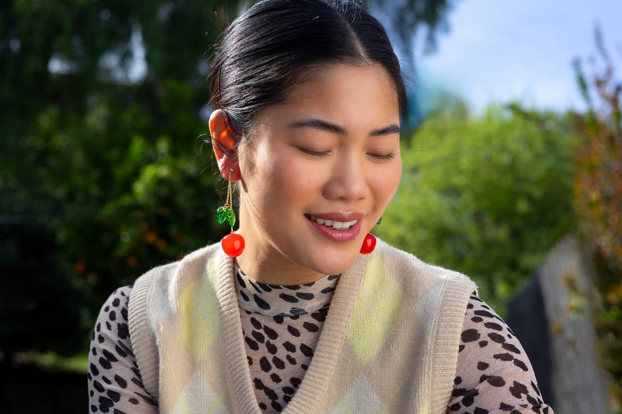 Cherry Bomb Layered Earrings, Murano Glass
