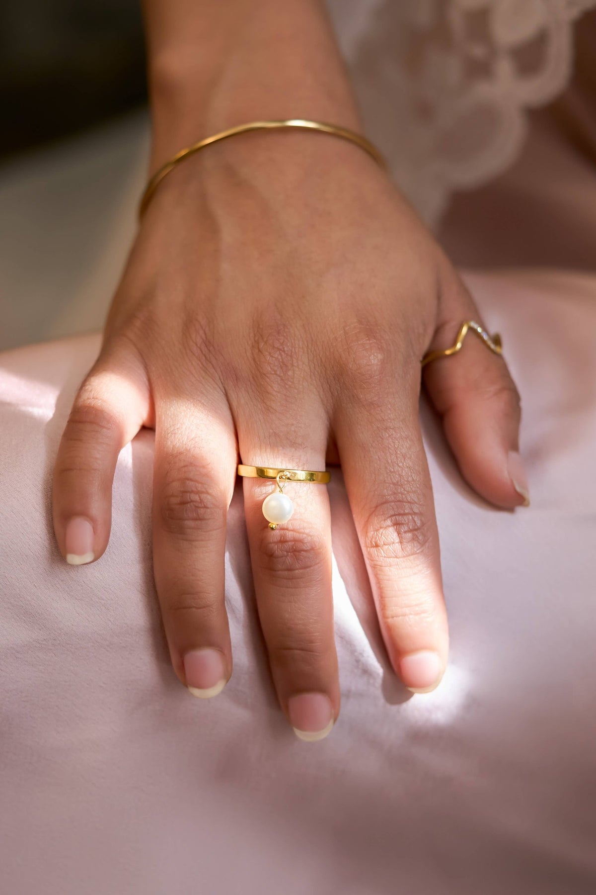 Emily Charm Ring in Pink Freshwater Pearl