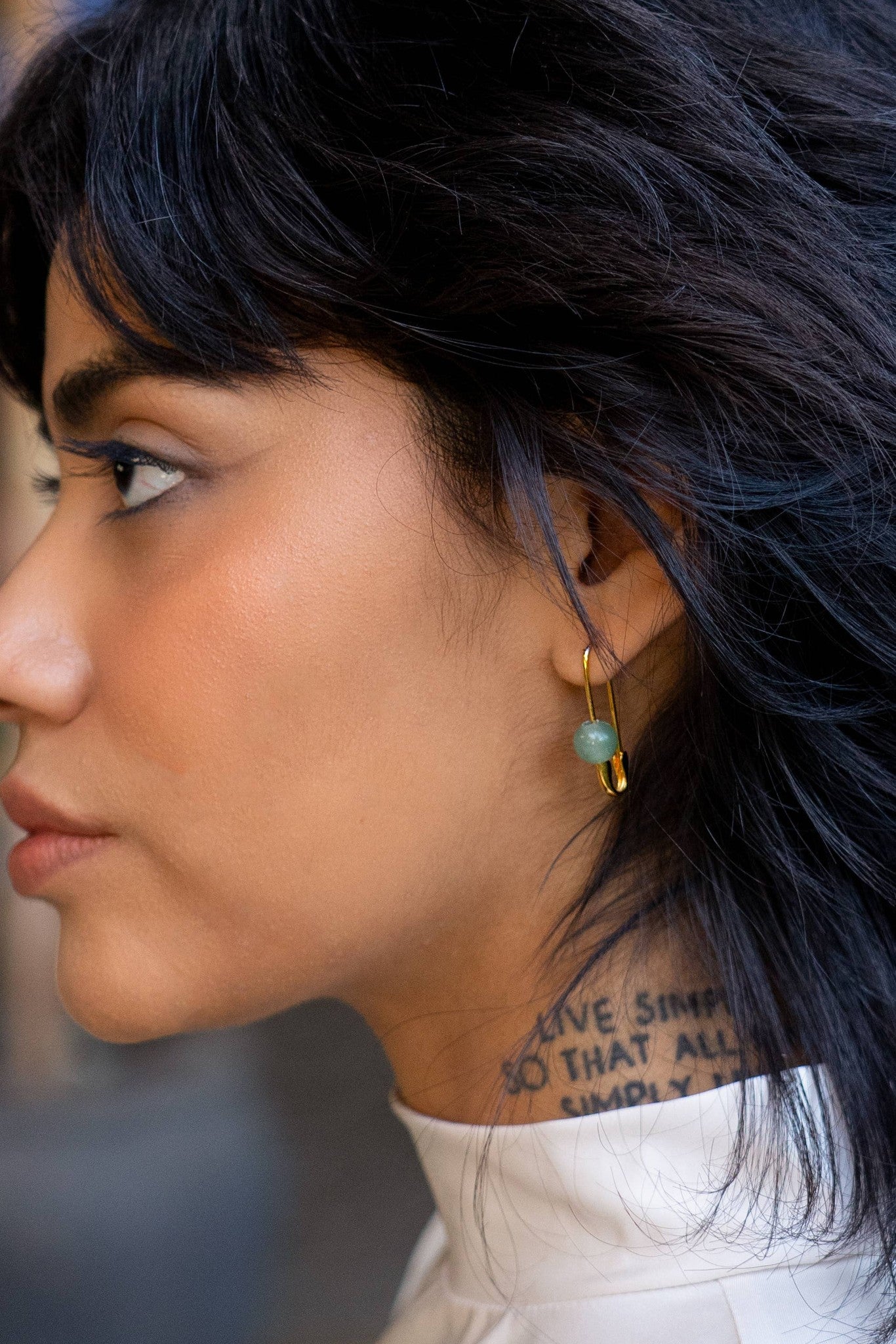 Roxy Aventurine Safety Pin Earring