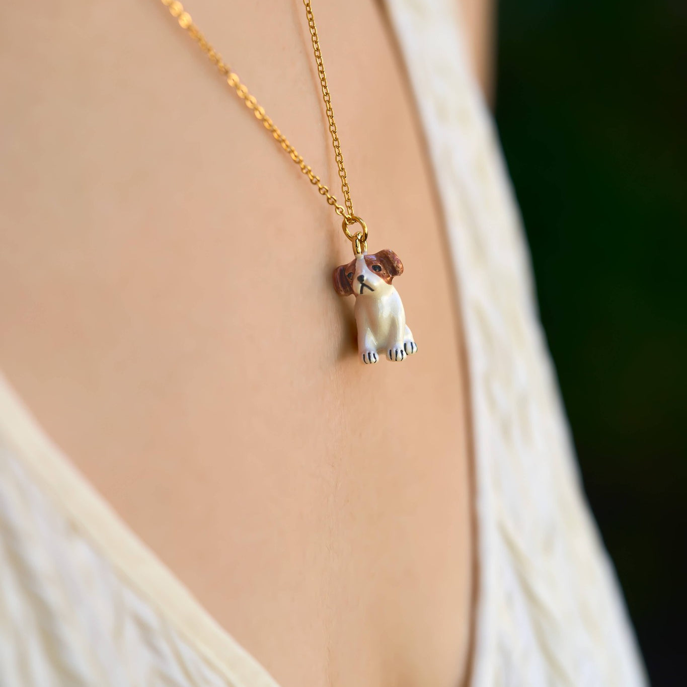 Tiny Jack Russle Puppy Necklace