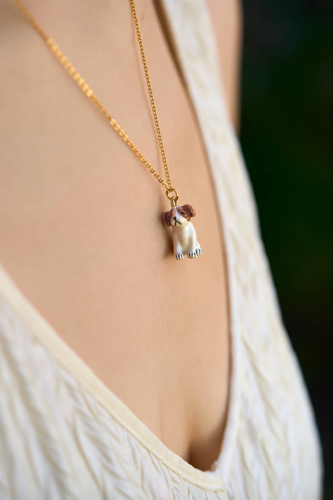 Tiny Jack Russle Puppy Necklace
