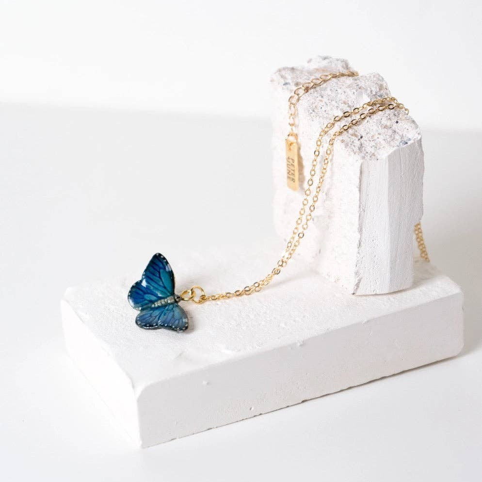 Tiny Flutter Necklace in Sky Blue