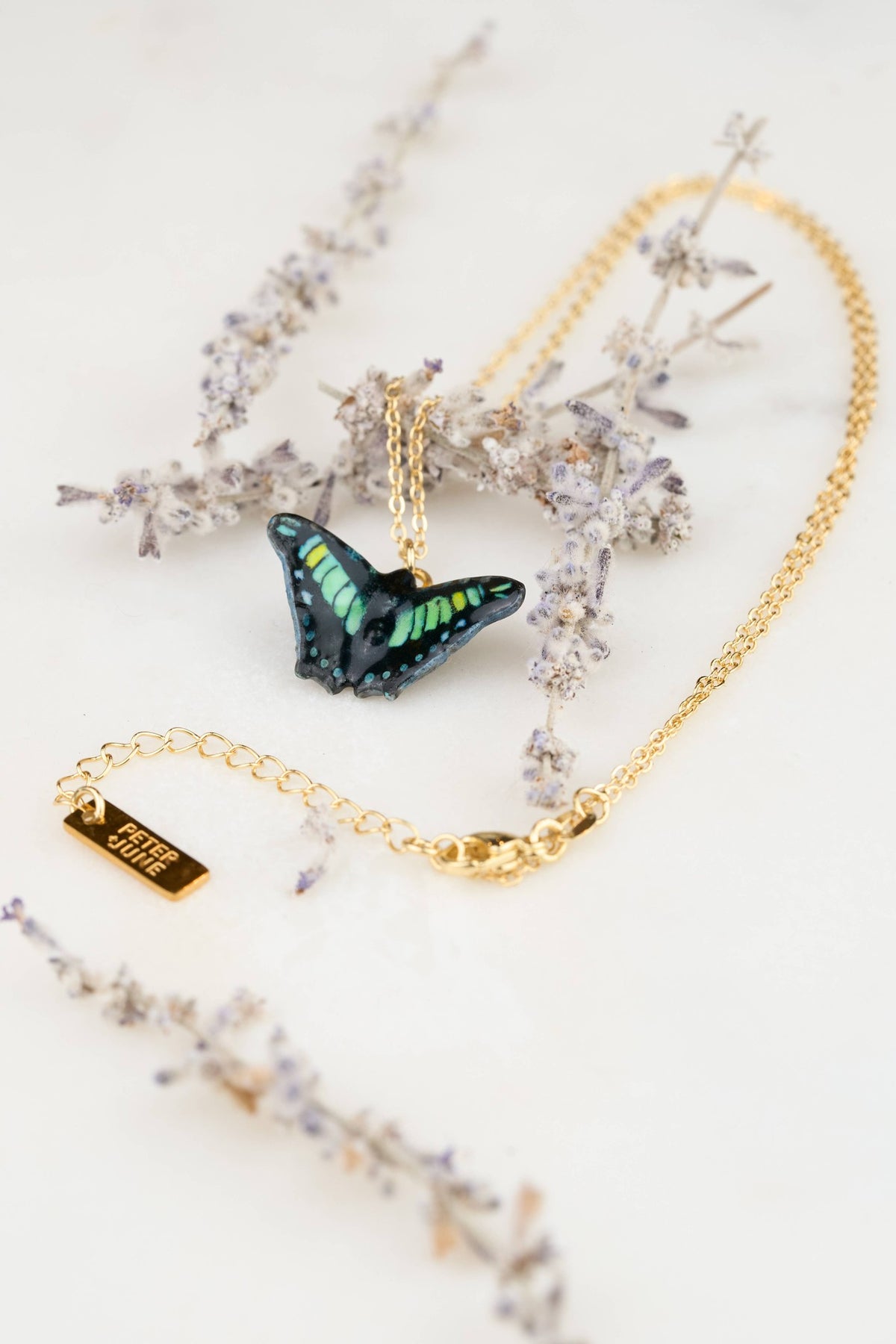 Tiny Flutter in Green Necklace