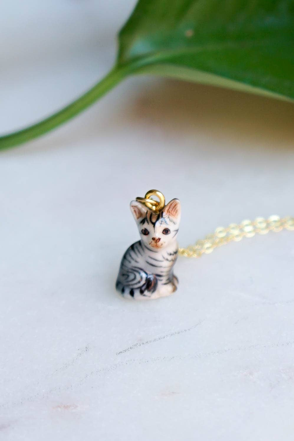 Tiny Sooki Grey Tiger Cat Necklace