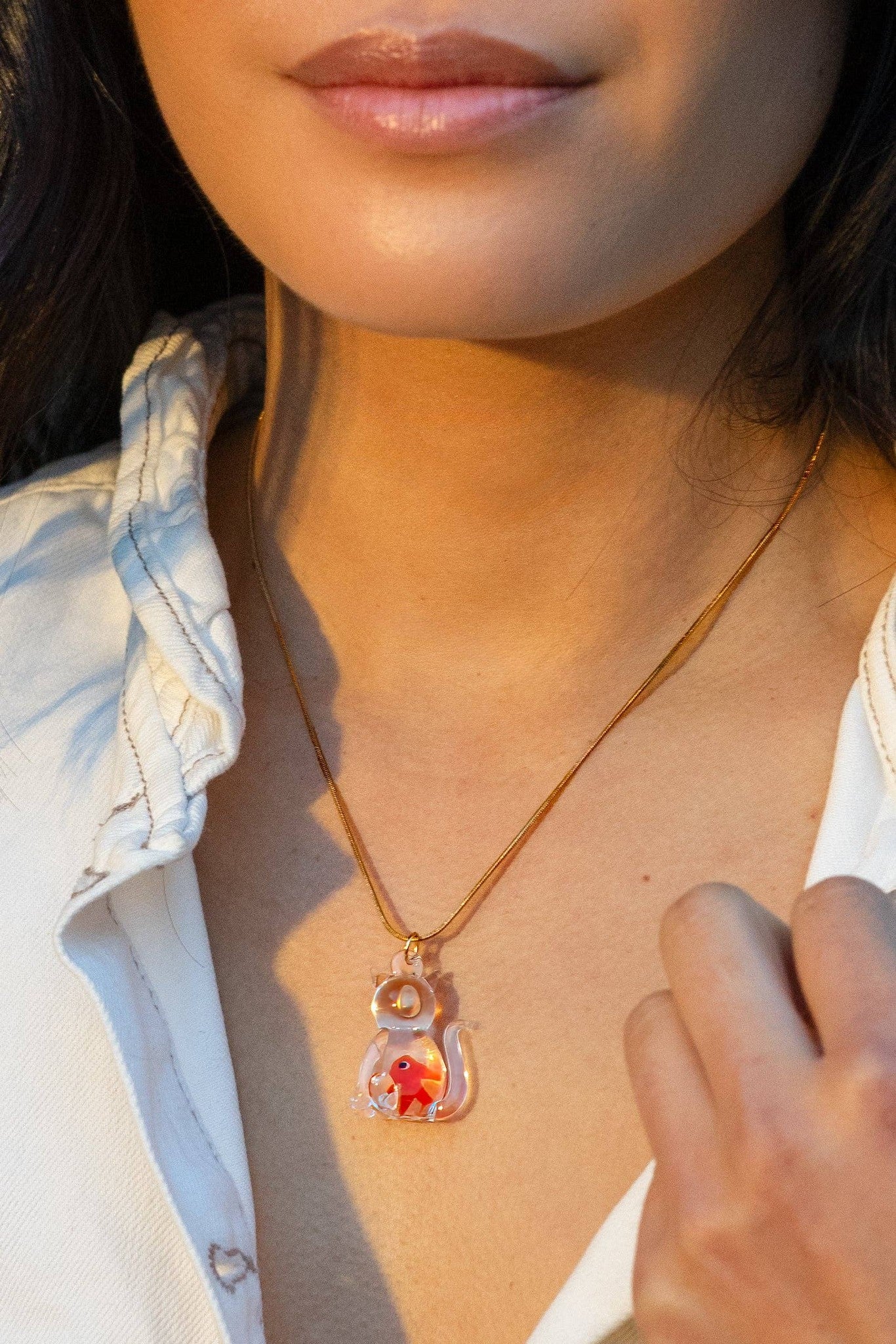 Catfish Necklace, Handmade Glass Cat