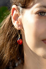 Ladybug Earrings, Hand-Painted Ceramic