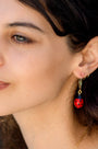 Ladybug Earrings, Hand-Painted Ceramic