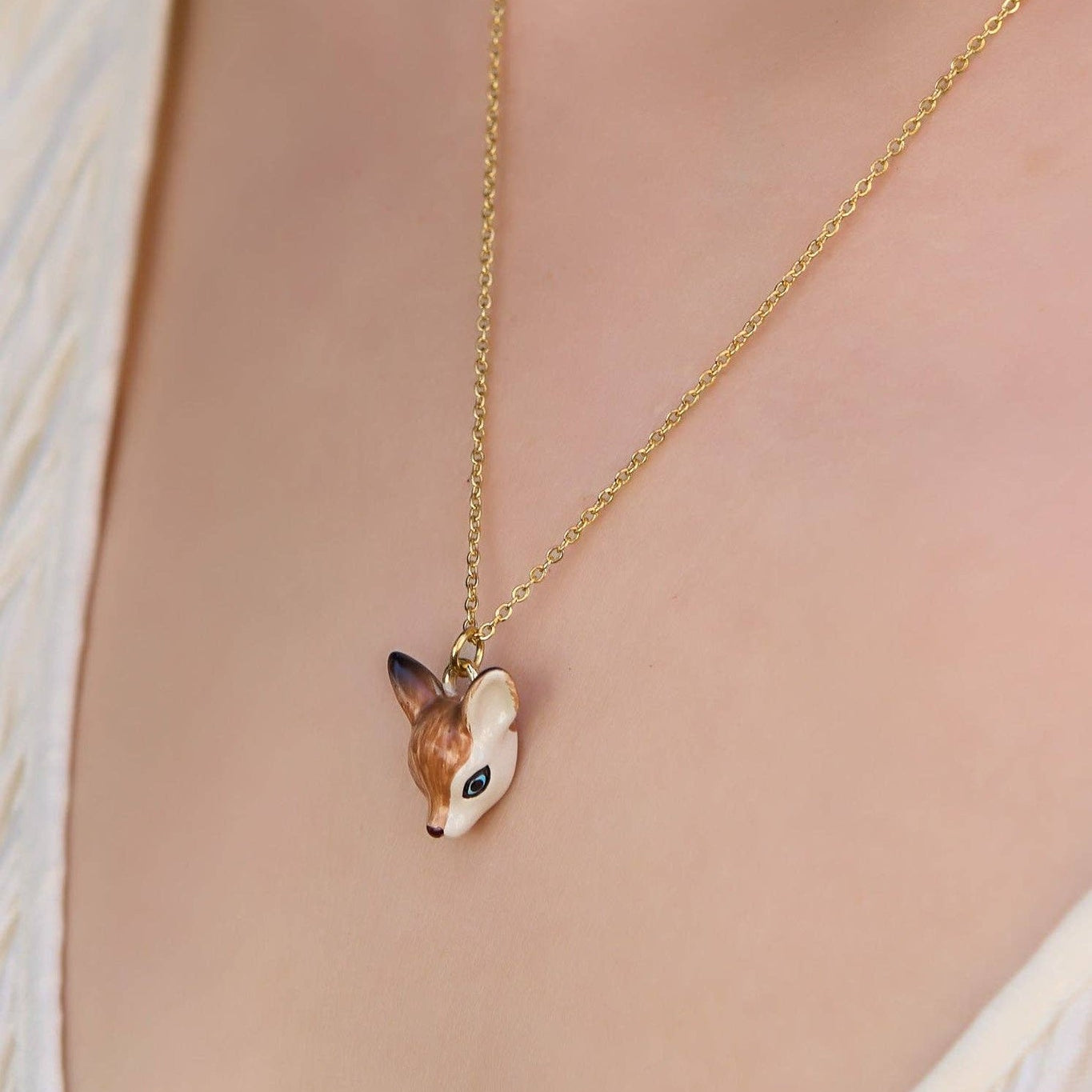 Tiny Deer Head Necklace