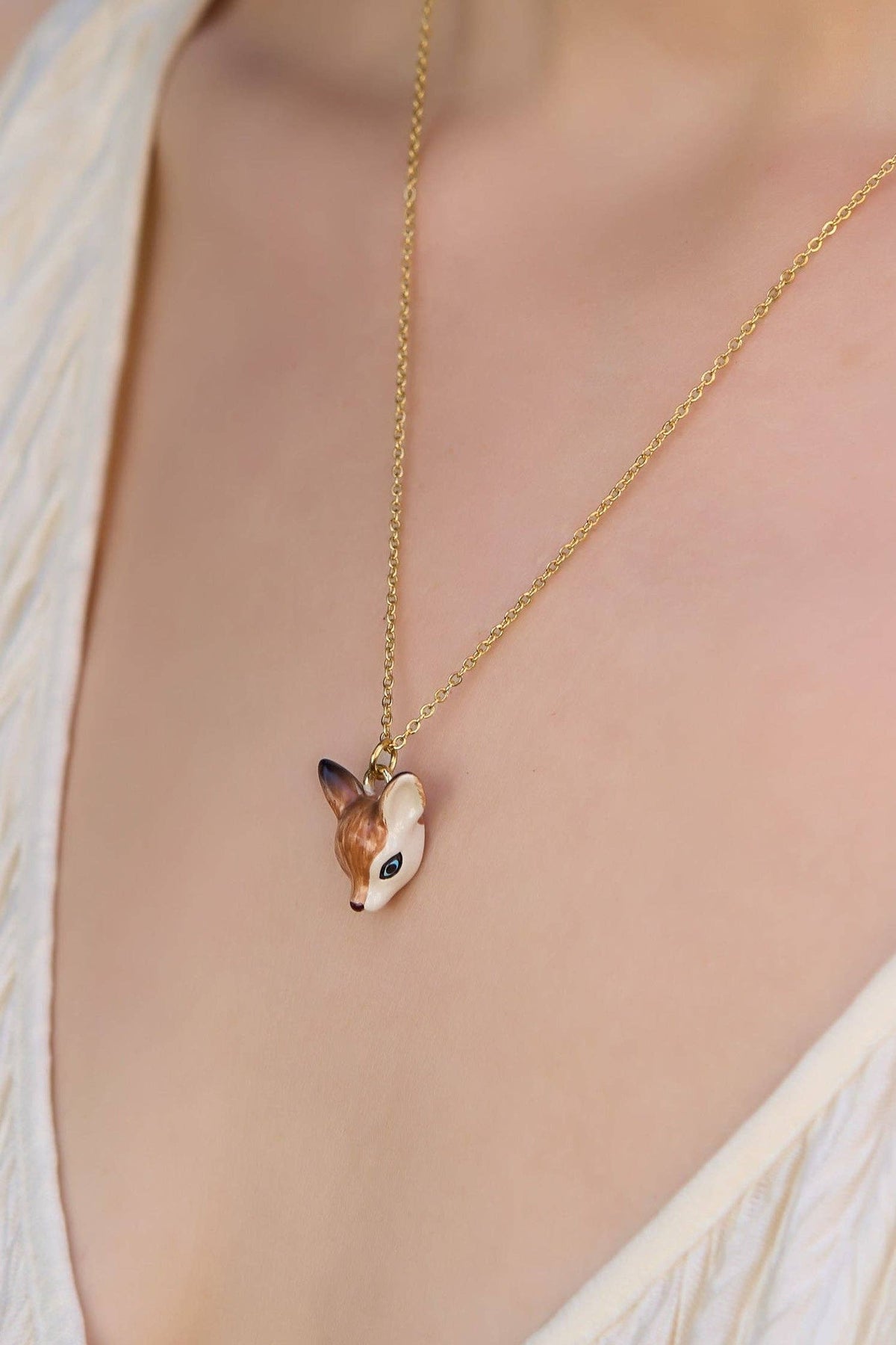 Tiny Deer Head Necklace
