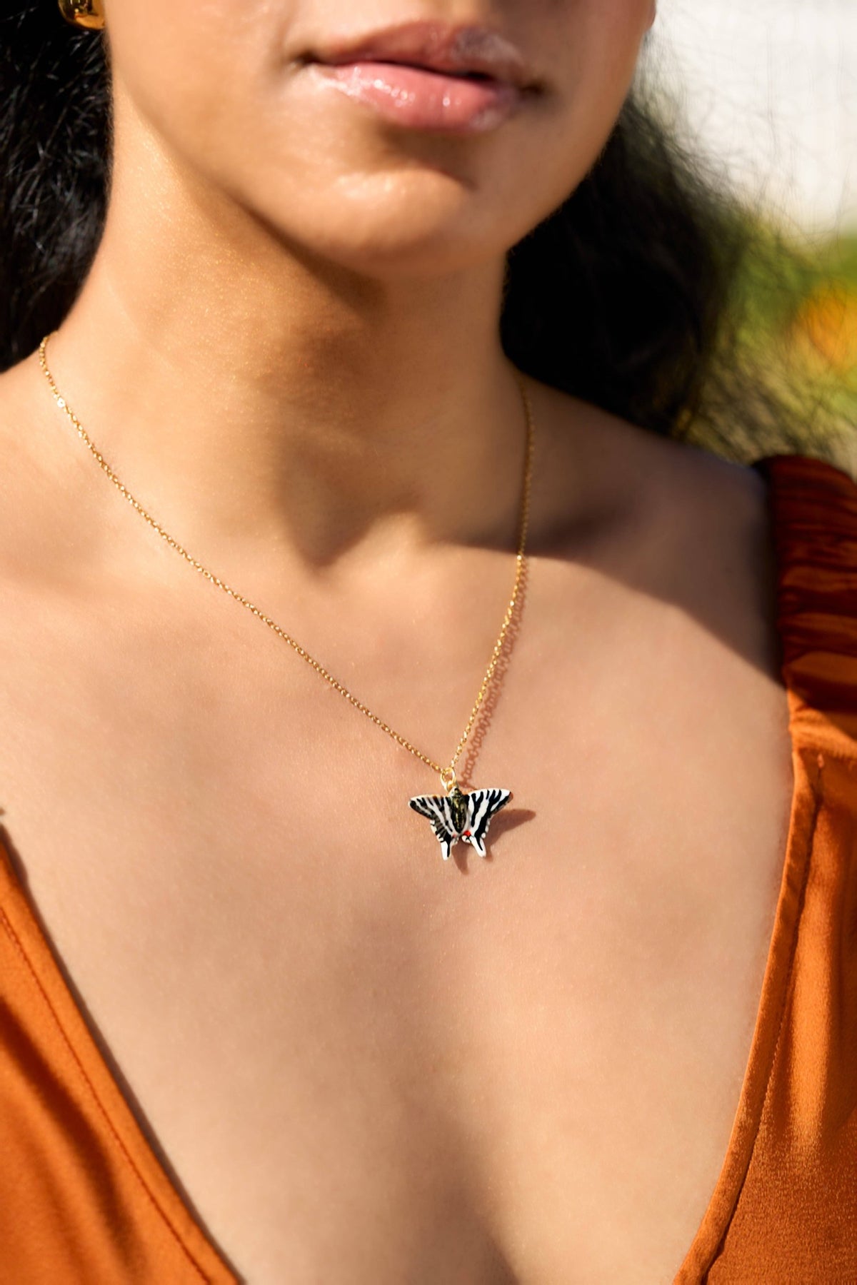 Tiny Flutter in Zebra Necklace