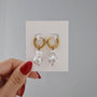 Faux Pearl Drop Huggie Hoops, 18k gold plated
