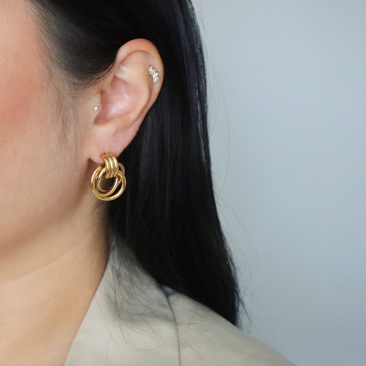 Knot Statement Earrings, 18k gold plated
