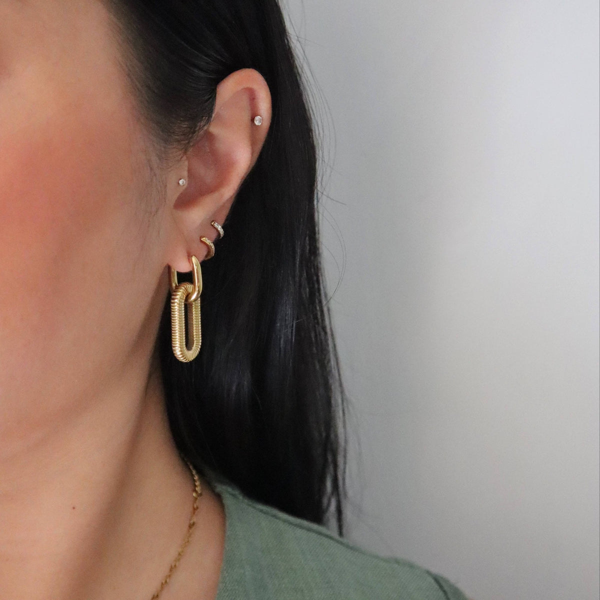 Double Link Drop Earrings, gold plated